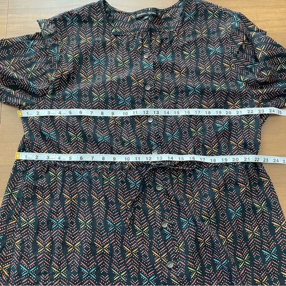 Gudrun Sjöden | Womens Black & Multicolor Geometric Print Modal Dress Drawstring - Picture 7 of 7